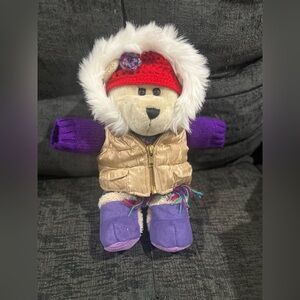 Starbucks Teddy Bear with Gold Vest and Purple Accents pre-lov great Condition